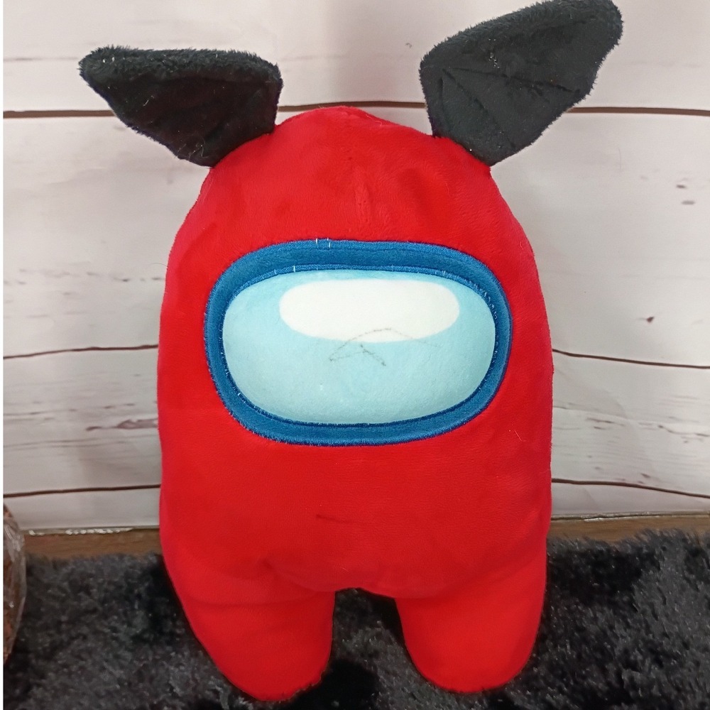 Among Us Red Crewmate Plush Stuffed Toy with Bat Ears Gaming Collectible